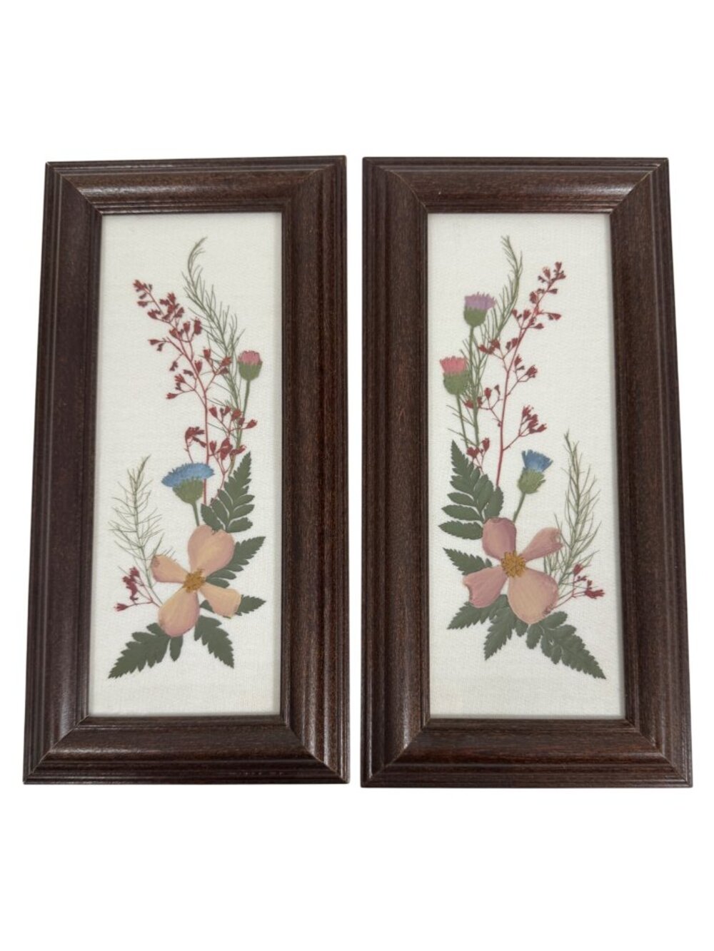 Set of TWO Pressed Flower Art Handcrafted Floral Wall Decor Framed Ohio